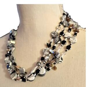 Necklace Clustered Statement 16" Beaded Swirl Painted Layered Vintage SKU2420